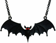 Black bat necklace on chain