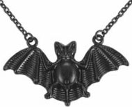 Black gothic bat necklace