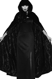 Deluxe Black velvet Underwraps black flocked satin lined hooded cape