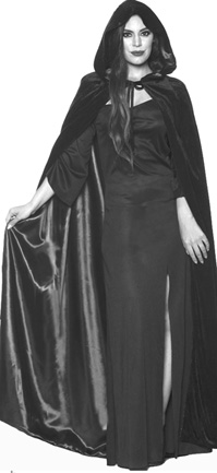 Black velvet Underwraps black satin lined hooded cape