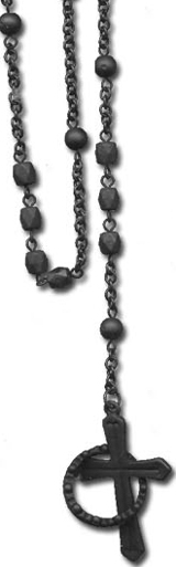 Fad black beads rosary with black cross necklace