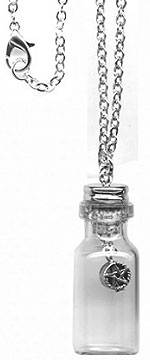 Fad clear bottle necklace with pentagram on chain