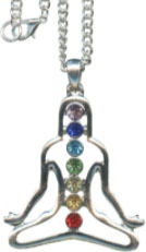 Fad Treasures silvertone chakra lady with crystal pendant necklace.