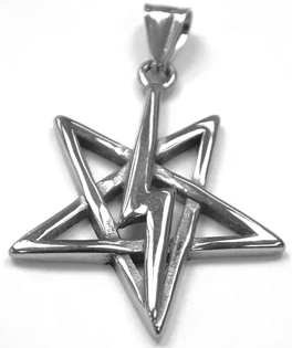 Stainless steel pentagram with lightning pendant