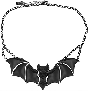 Kreepsville Creature of the night black bat necklace