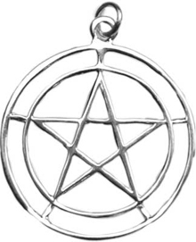 Double pentagram sterling silver necklace on cord
