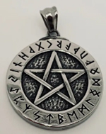Viking stainless steel rune pentagram pendant necklace
