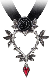 Alchemy of England English pewter Guirlande d'Amour heart rose ribbon choker necklace