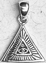 Nirvana tiny sterling silver all seeing eye pyramid necklace on black cord