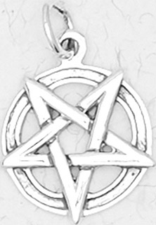 Nirvana sterling silver tiny pentacle pendant on black cord