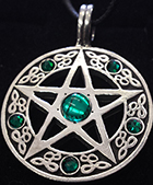 Nirvana pewter pentacle with accent cz stones pendant on black cord