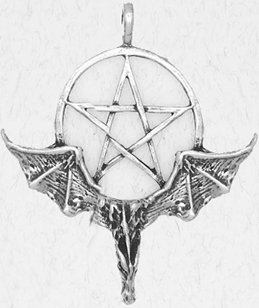 Nirvana pewter pentacle of the dragon necklace on black cord