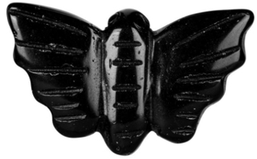 Black obsidian gemstone carved moth