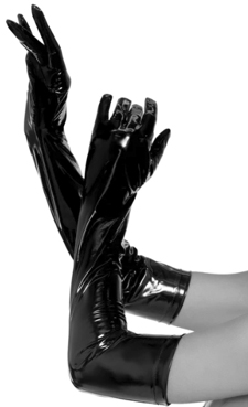 Leg Ave. black vinyl opera gloves