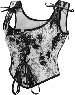 Black white tie dye lace up corset top with side zip