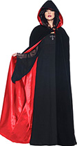 Black velvet Underwraps deluxe 63 inch red satin lined hooded cape
