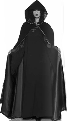 Black velvet hooded cape with black lining 