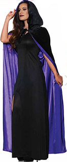 Promo Tie front black velvet with purple lining hooded cape