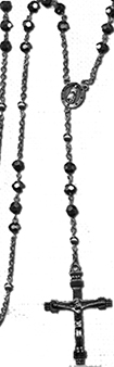 silver cross large facet hematite bead rosary necklace