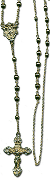 Burnished gold rosary chain cross necklace