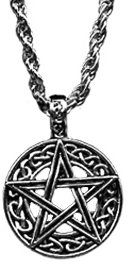 Fad 18 inch antique silver pentagram necklace