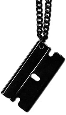 Hematite silver razorblade chain necklace