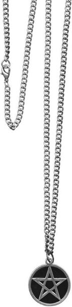 Burnished pentagram chain necklace