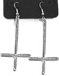 Fad Burnished silver inverted cross earrings