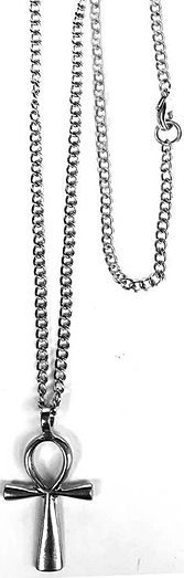 Silvertone ankh charm chain necklace