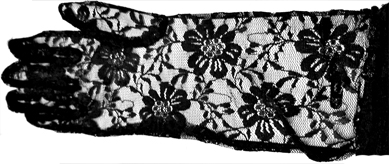 Black stretch floral lace gloves