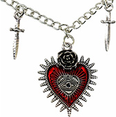 Silver alloy sword Evil Eye heart necklace