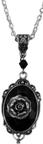 Silvertone rose cameo necklace