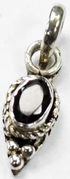 Sterling silver garnet pendant necklace on black cord