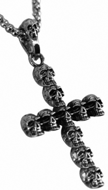 Skull cross silvertone necklace