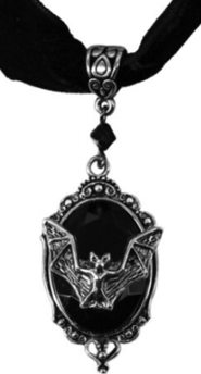 Bat cameo black velvet choker