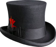 Steampunk wool felt top hat with 6 inch height
