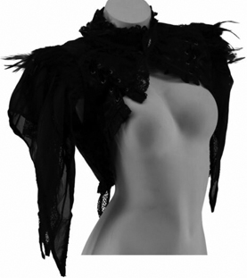 Pointed sleeve lace shawl bolero ladies jacket with feathers 