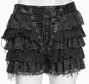 Tiered black lace ruffled mini skirt