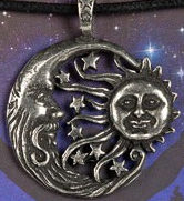 Pewter wind blown sun moon pendant
