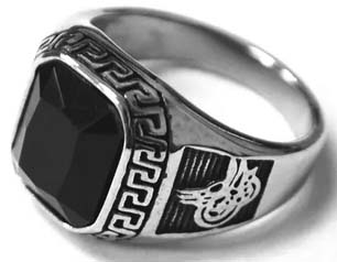 Stainless steel black stone ring