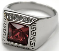 Stainless steel red stone ring