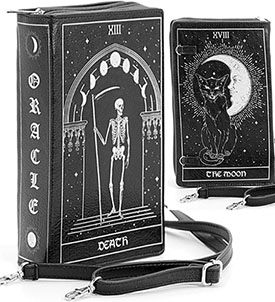 Moon/ Death Tarot card vinyl book clutch bag.
