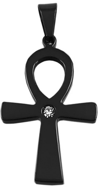 Viva stainless steel black plated ankh pendant