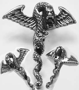 Dragon with black stone stainless steel pendant