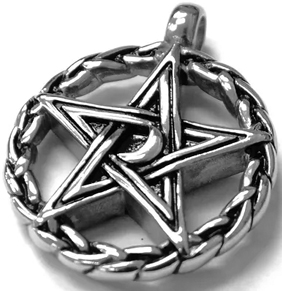 stainless steel pentagram pendant on black cord