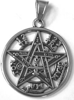 Viva stainless steel Tetragrammaton pentagram pendant