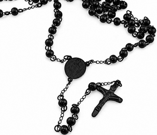 Viva 6mm bead stainless steel black plated rosary