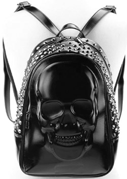 Skull embossed studded vinyl backpack