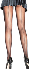 Leg Ave black black seam sheer pantyhose