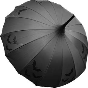 Witchwood flying bats black pagoda shape umbrella